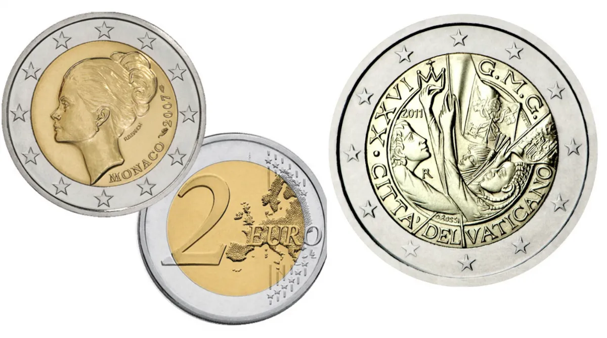 2 euro Grace Kelly (Monaco) vs 2 euro Vaticano GMG